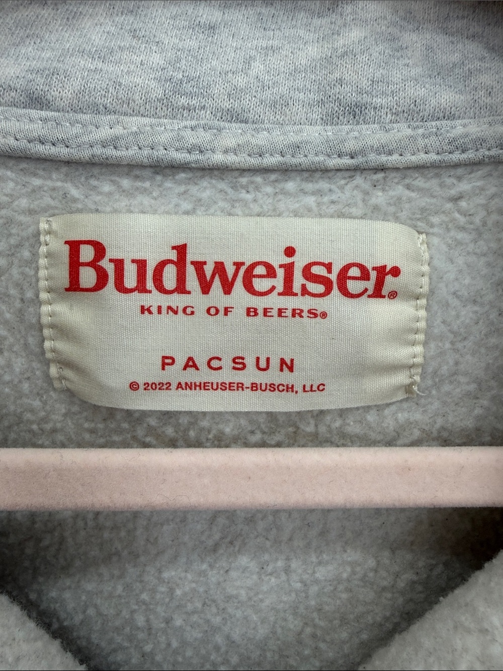 Budweiser Heather Gray Cropped Quarter-Zip Pullover - Picture 2 of 6